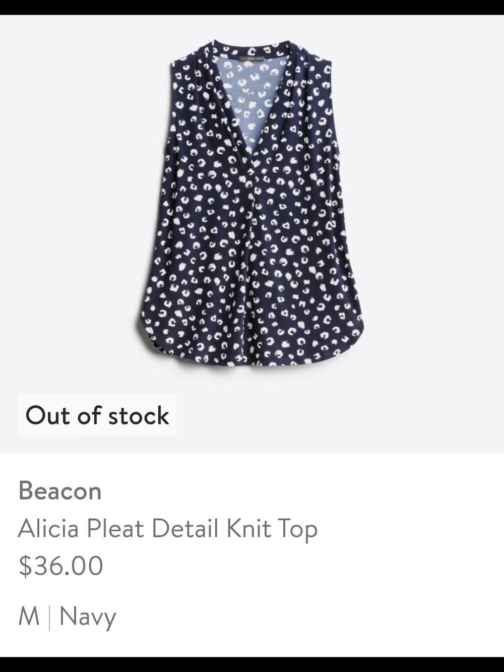 Beacon Alicia Pleat Detail Knit Top - Navy